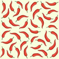 Red chili hand drawn vector seamless pattern