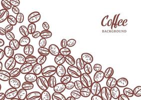 Hand drawn background with coffee beans vector