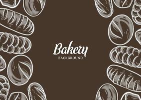 Vintage bakery background with sketched bread vector illustration