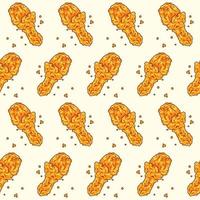 Crispy fried chicken seamless pattern vector