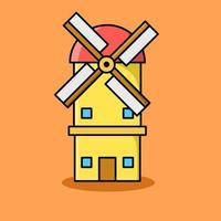 Cute windmill vector with outline