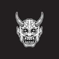 Devil head with horn drawing illustration. vector