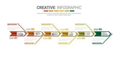 Infographic template with numbers 6 option vector
