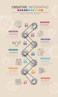 Gear infographics for presentation 7 steps. vector