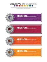 Industry presentation model with gears cogwheels 4 steps. vector