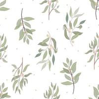 beautiful minimal hand drawn organic seeded eucalyptus leaves seamless pattern vector