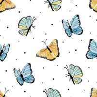 watercolor yellow and blue butterfly seamless pattern eps10 vectors illustration