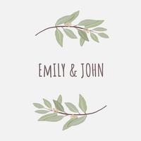 minimal hand drawn eucalyptus wreath frame for wedding invitation or logo