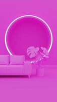abstract background of pink room with sofa, 3D rendering photo