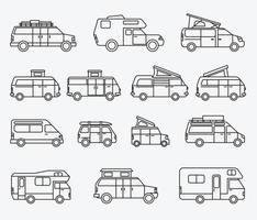 Camping car and recreation vehicle flat design collection. vector