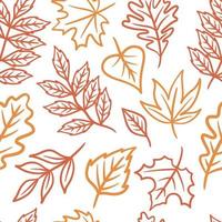 hand drawn autumn leaves seamless pattern vector