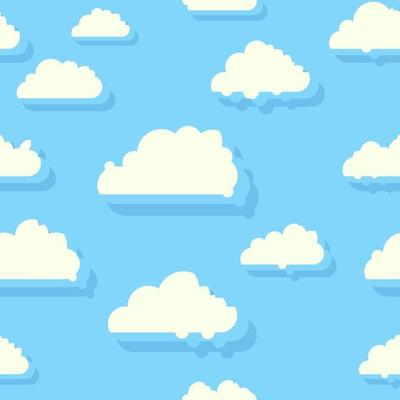 Blue sky with clouds seamless pattern