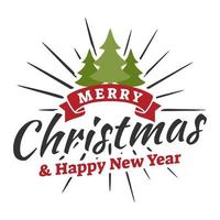 Merry christmas and happy new year lettering background vector