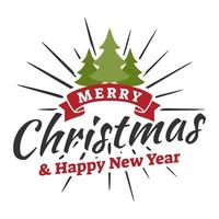 Merry christmas and happy new year lettering background vector