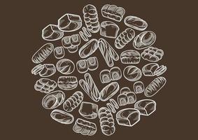 Vintage bakery background with sketched bread vector illustration
