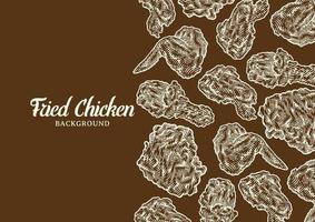 Crispy fried chicken background template vector