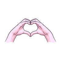 Hand fingers making heart shape vector