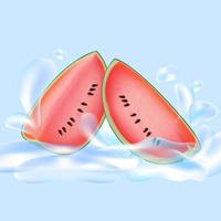 Fresh watermelon slices in clear water vector
