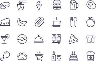 diseño de vectores de iconos de línea regular de alimentos