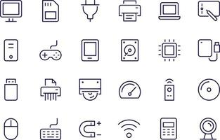 diseño de vectores de iconos de línea de computadora y hardware