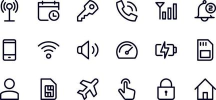 mobile notification line icons vector design