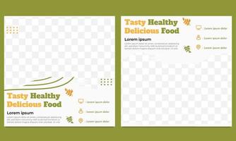 tasty healthy food social media post template vector