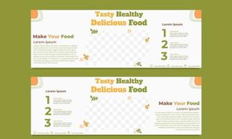 tasty healthy food horizontal banner template vector