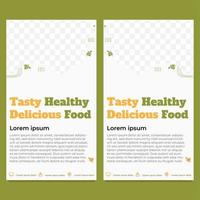 tasty healthy food social media story template vector