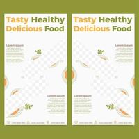 tasty healthy food social media story template vector