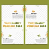 tasty healthy food social media story template vector