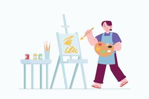 Art Day concept vector Illustration idea for landing page template, literature and painting creative artist, creator visual culture, representation skill and interactive hobby, Hand drawn Flat Style