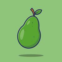 avocado fruit cartoon illustration with fill and outline vector