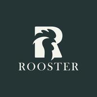 Initial Letter R Monogram Combination with Chicken Head for Roster Logo Design Vector