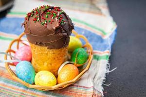 easter cake chocolate glaze easter holiday pastry kulich homemade dessert photo