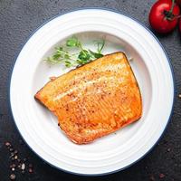 fried salmon fish bbq char grill barbecue seafood fresh meal food snack photo