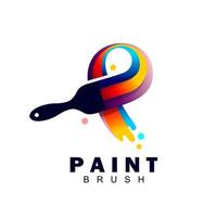 pincel y pintura a todo color con un estilo de diseño minimalista. concepto creativo de diseño de pintura vector