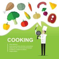 Cooking food and vegetables template vector
