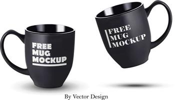 maqueta de taza negra realista por diseño vectorial vector