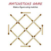 Matchsticks game for kids. Puzzle game with matches. Hand motility training. vector