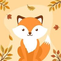 autumn fox in simple flat style vector