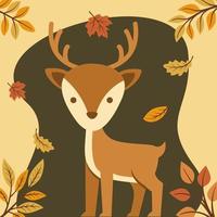 autumn deer in simple flat style vector