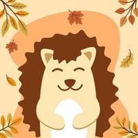 autumn hedgehog in simple flat style vector