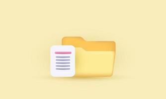 creative 3d file transfer concept yellow folder document vector