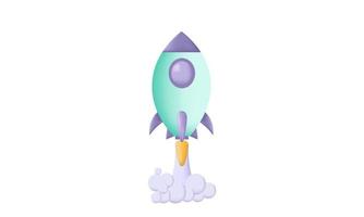 vector realistic 3d cartoon style minimal spaceship rocket illustration