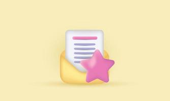 creative 3d file icon approvement concept with star document vector