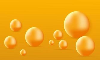 abstract dynamic 3d spheres yellow background vector