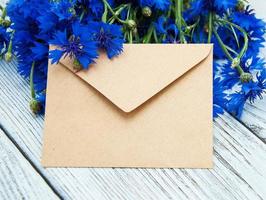 The envelope with cornflowers photo