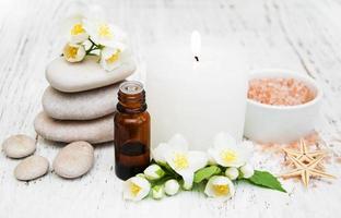 essential oil with jasmine flower photo