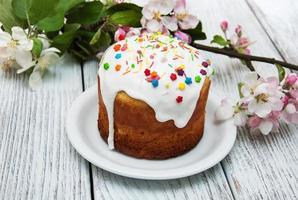 Easter bread and eggs photo