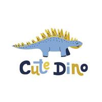 linda cita con letras de dino.impresión dibujada a mano plana vectorial con dino estegosaurio durmiendo con huevo. personaje de vector de color de niño dinosaurio. esbozar ilustración de dibujos animados aislados para juegos de niños, camisetas, textiles